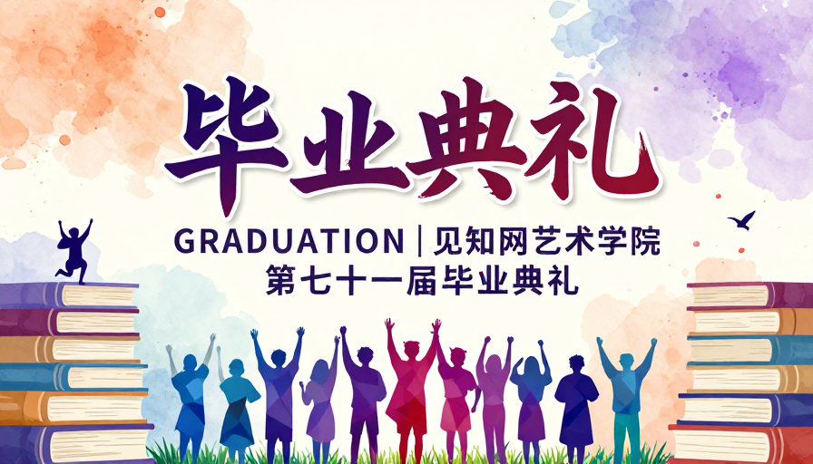 水彩青春风：毕业典礼艺术海报设计
