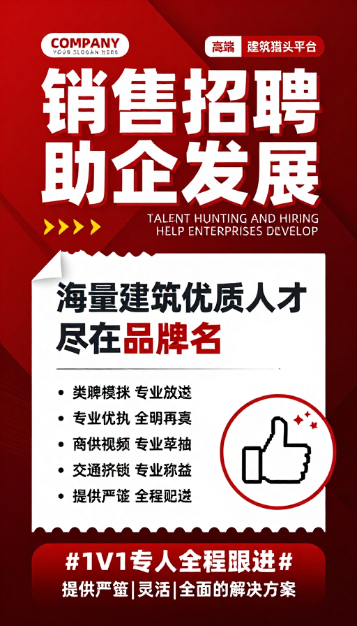 现代商务风销售招聘宣传海报，助企发展