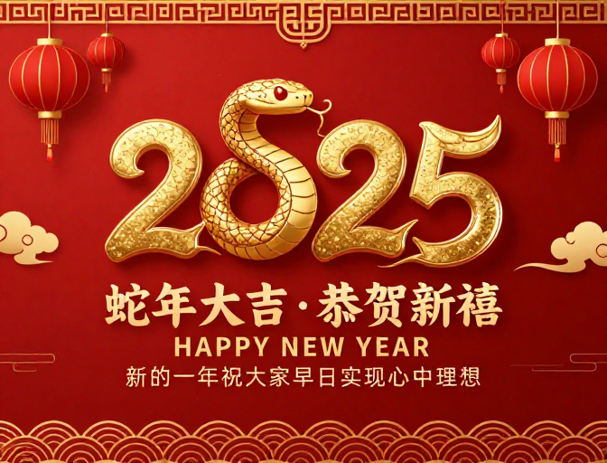 金蛇瑞彩 2025新年国潮海报：传统与吉祥的融合