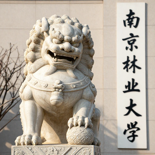 石雕守护狮彰显南京林大校园文化