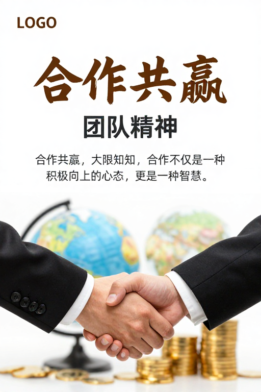 商务风格合作共赢海报:专业信任的视觉表达