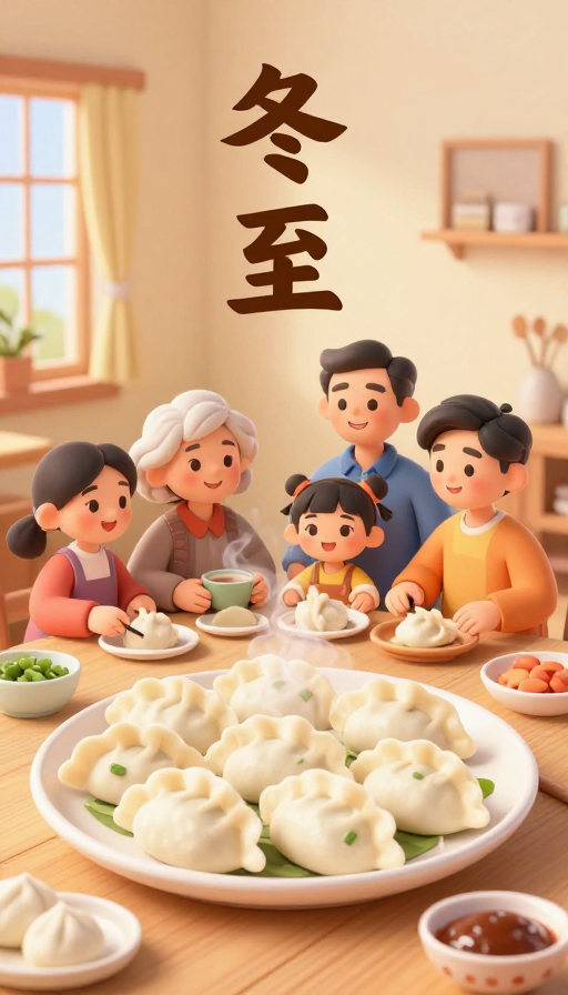 冬至团圆宴：3D动画中家人与饺子的温馨时刻