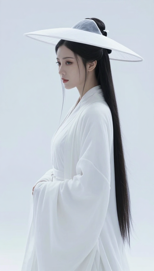 白衣女道士:冷漠侧影与留白的禅意之美