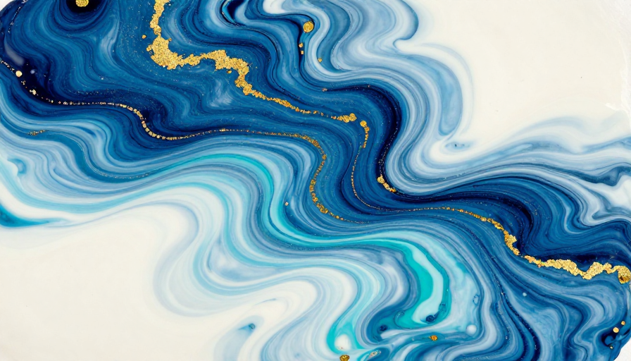 深蓝流体艺术:现代光泽质感背景