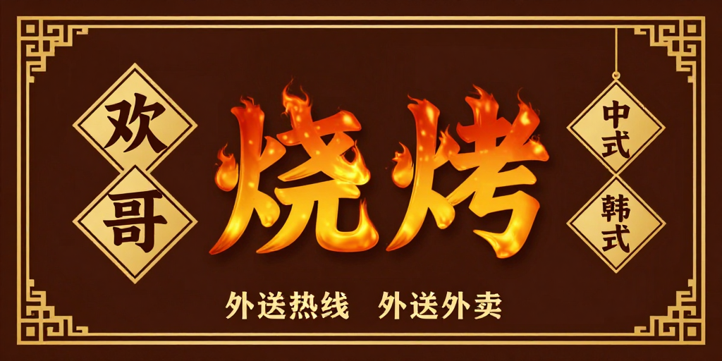 欢哥烧烤：中式韩餐融合艺术海报设计