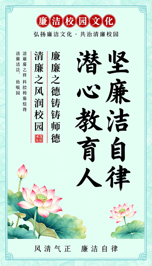 中国风廉政文化海报 校园廉洁育人