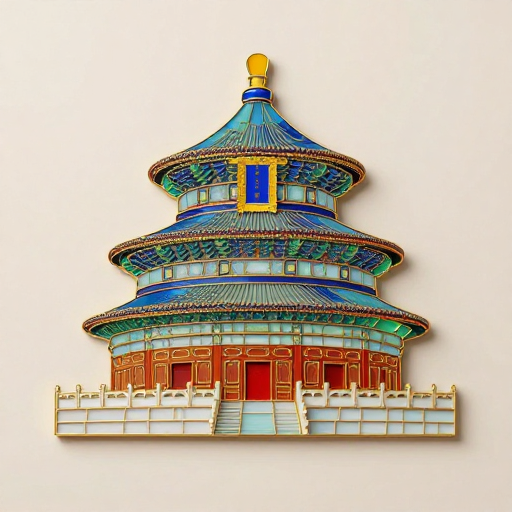 极简北京建筑彩色玻璃掐丝珐琅艺术拼画