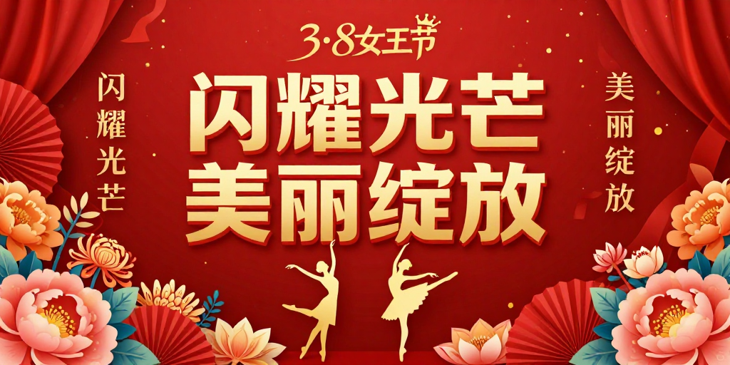 金红闪耀女王节海报设计