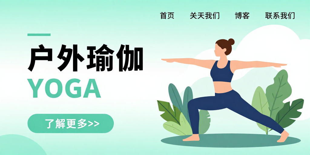 清新自然户外瑜伽扁平插画海报