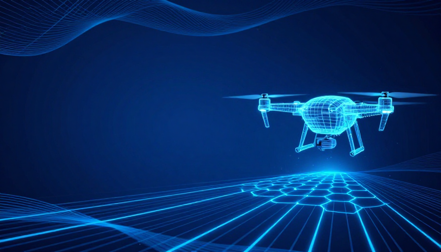 未来科技蓝调:全息无人机与动态光网背景图