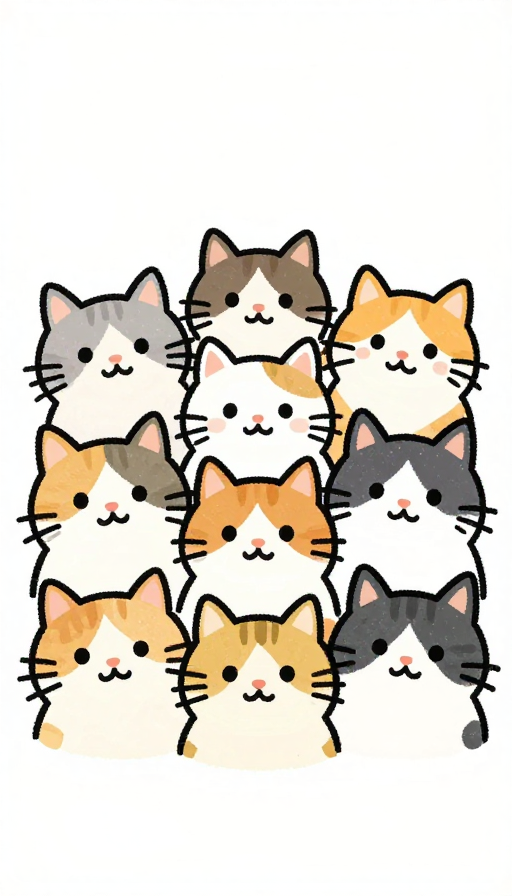 萌趣猫咪之家:手绘扁平风绘本插图