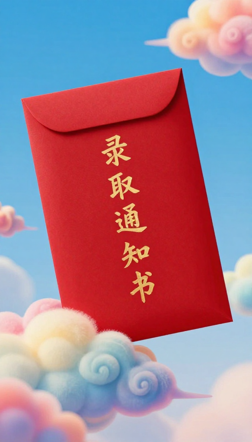 七彩祥云送北大通知书：梦幻快递插画