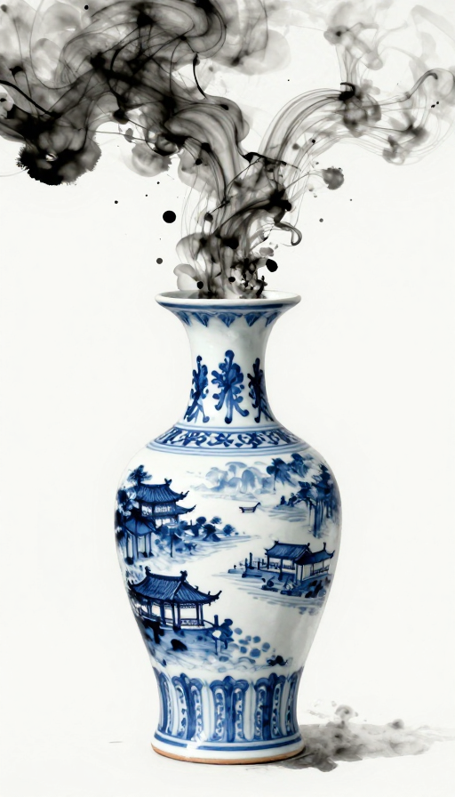 青花瓶中流淌的《清明上河图》:超现实水墨艺术