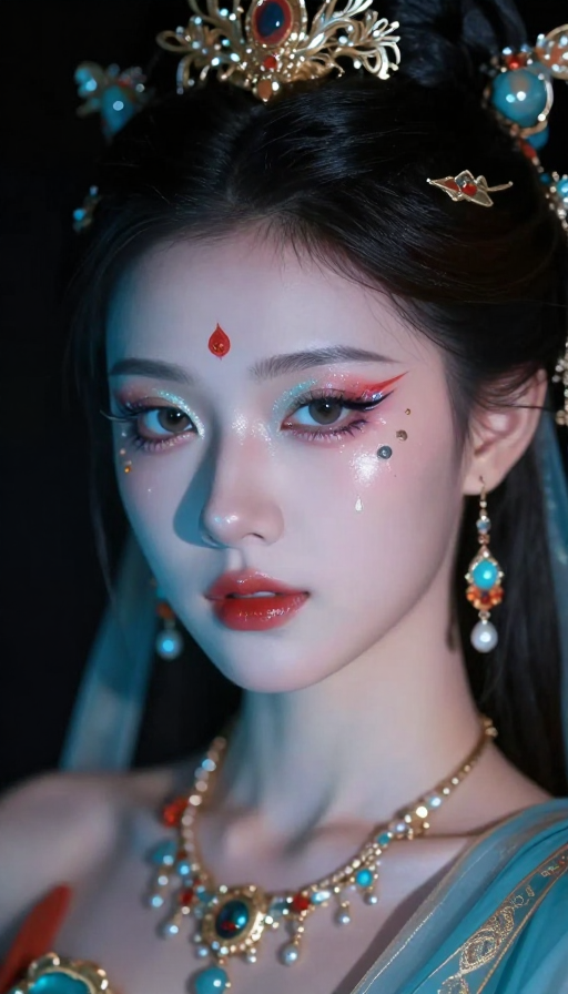 赛博霓虹与敦煌飞天：冷调光影下的未来眼妆