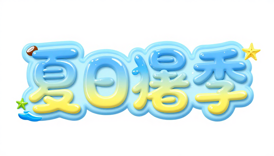 夏日狂暑季：蓝黄3D活力艺术字体设计