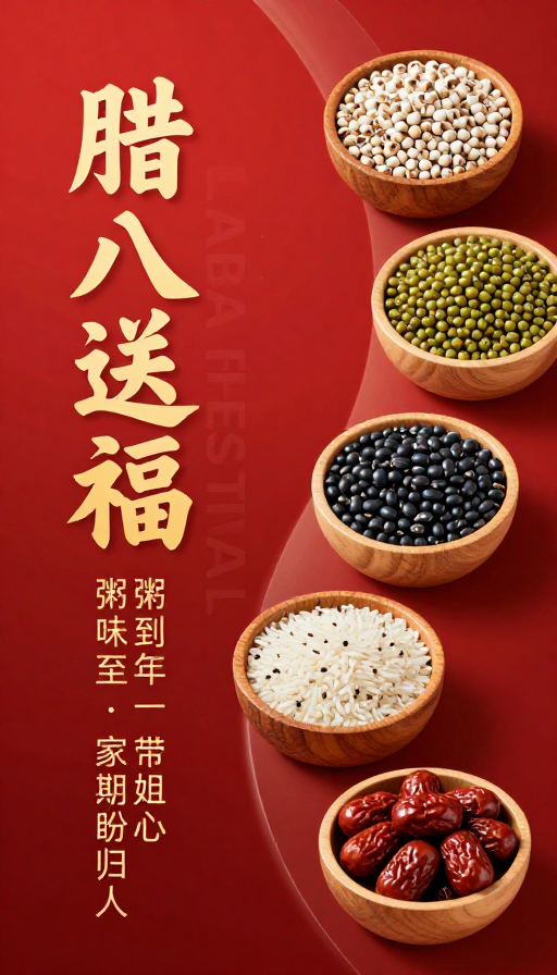 腊八节送福海报：传统与现代融合的节日宣传图