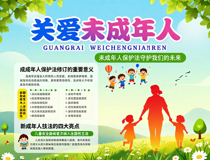 关爱未成年人:守护童心与未来温暖公益海报