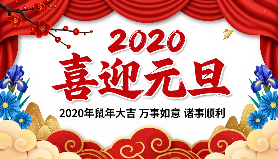 2020鼠年元旦贺图·传统书法与现代设计融合