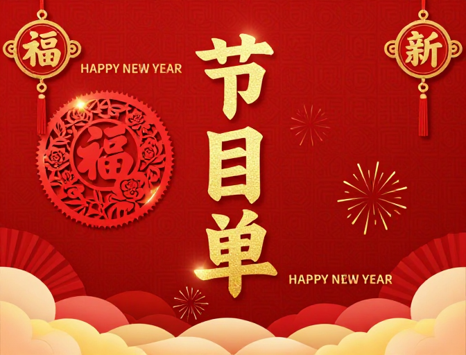 新春佳节喜庆红色节目单海报