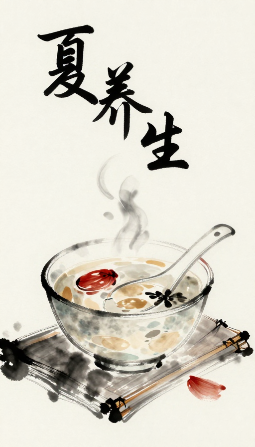 水墨夏景养生图：传统艺术中的夏日养生智慧