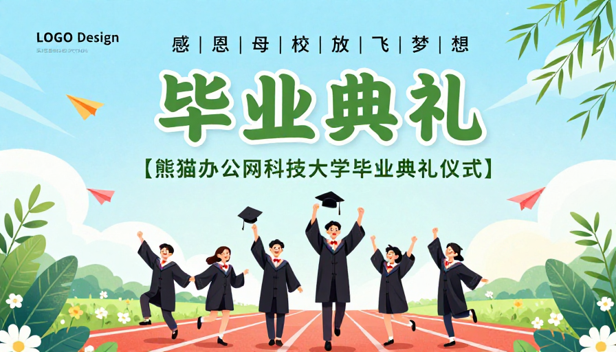 清新活力毕业典礼海报,青春绽放的庆典瞬间