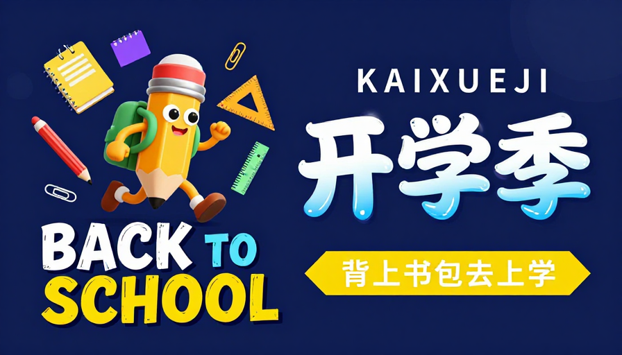 活力文具卡通铅笔 开学季海报设计