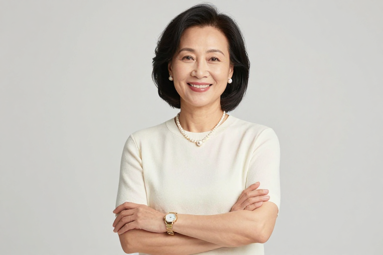 优雅亚洲女性暖光人像摄影
