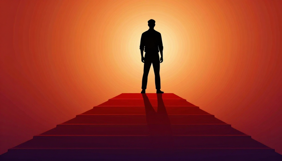 逆光攀登红阶：男性剪影象征成功与突破