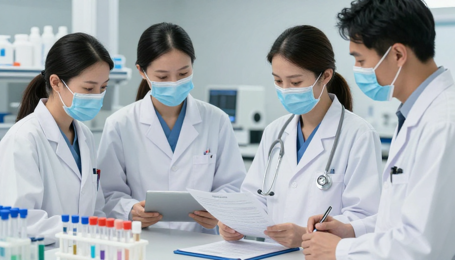 科研团队专注实验，蓝调氛围彰显专业品质