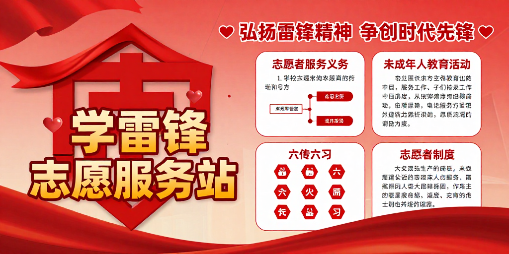 红心向党·雷锋志愿服务宣传海报