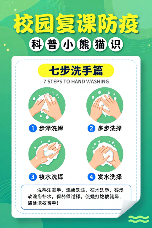 清新科普风校园复课防疫宣传海报