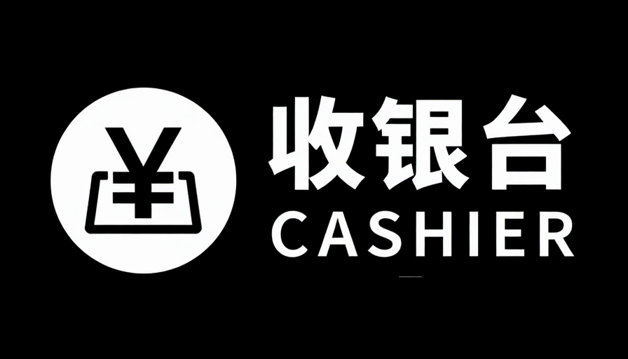 极简现代收银台标识设计,黑白对比凸显专业感