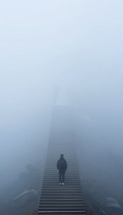 云海无尽阶,渺然凝望