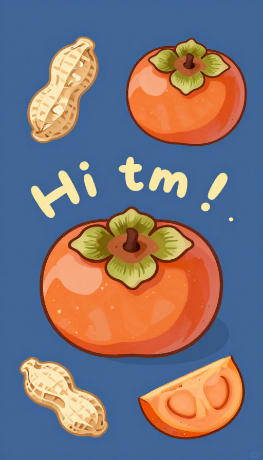 花生柿子创意头像：健康吉祥的可爱设计