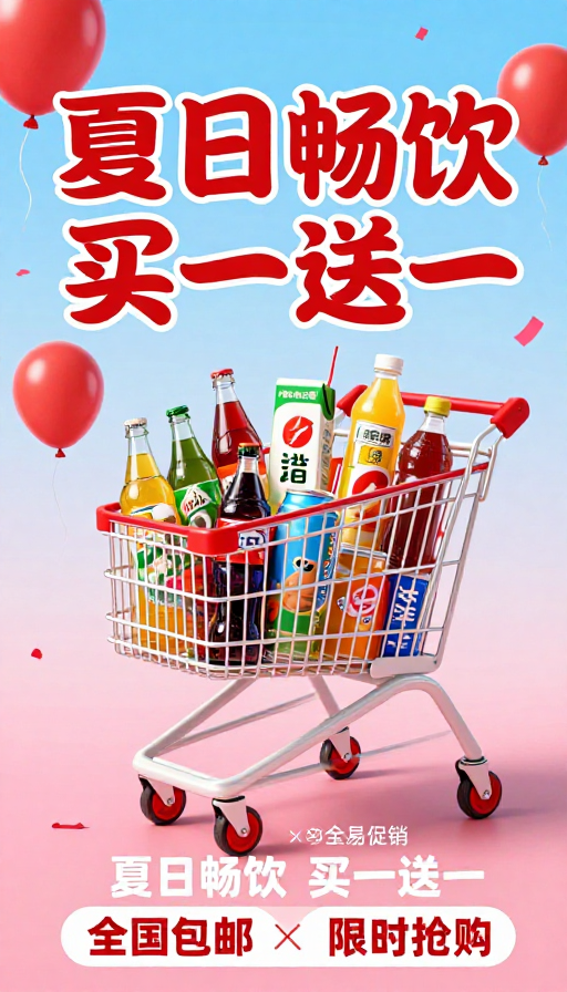 夏日畅饮买一送一清凉促销季
