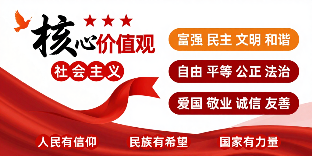 红色大气社会主义核心价值观海报设计