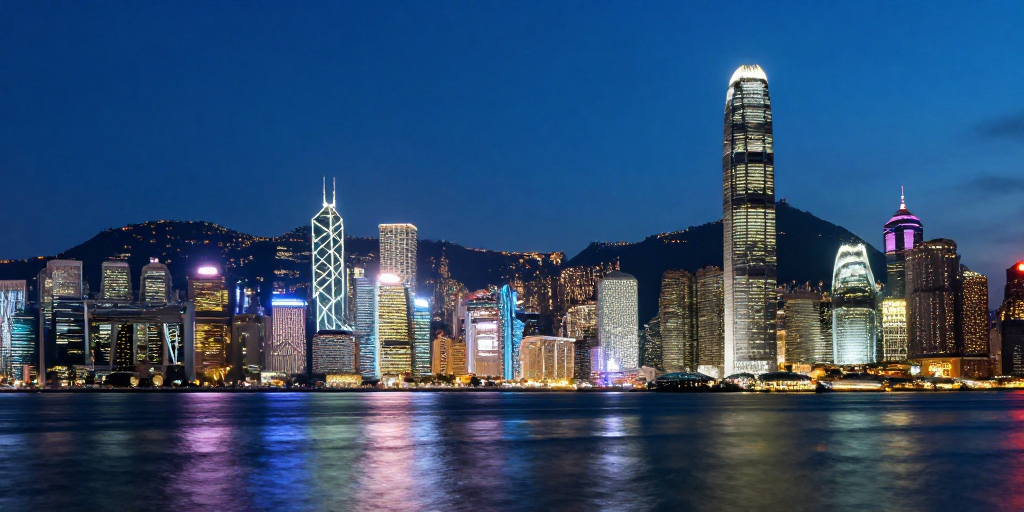 璀璨维多利亚港夜景：IFC与中银大厦光影交响