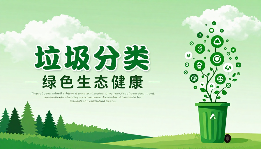 清新绿色生态海报:垃圾分类与环保宣传