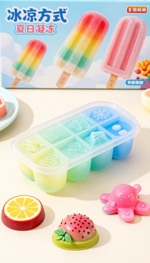 夏日创意冰品模具：透明渐变与海洋仿生设计