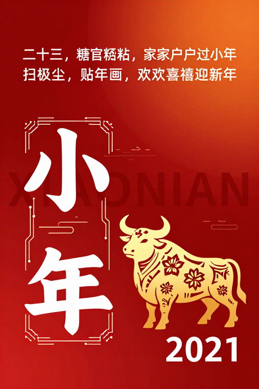小年喜庆海报：传统与现代融合的红色设计