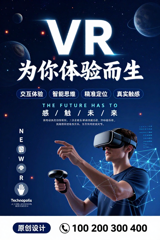 未来视界：VR科技沉浸体验海报
