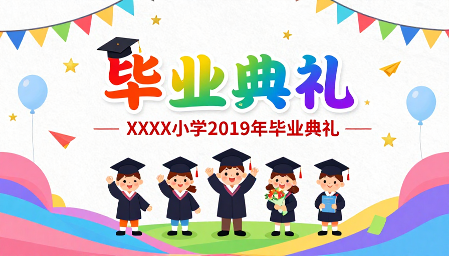 彩虹童趣闪耀毕业季 快乐校园庆典海报