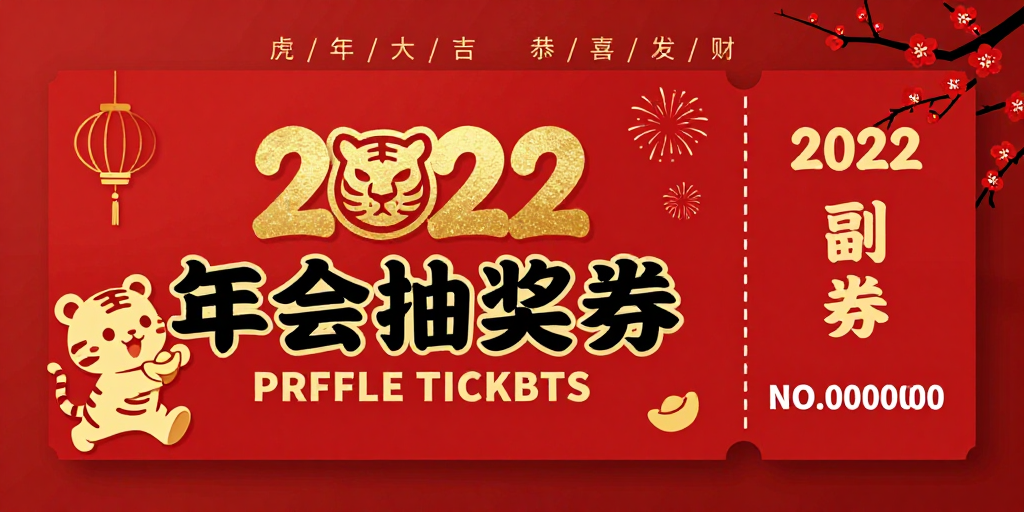 2022年会抽奖券:红金喜庆虎头大吉