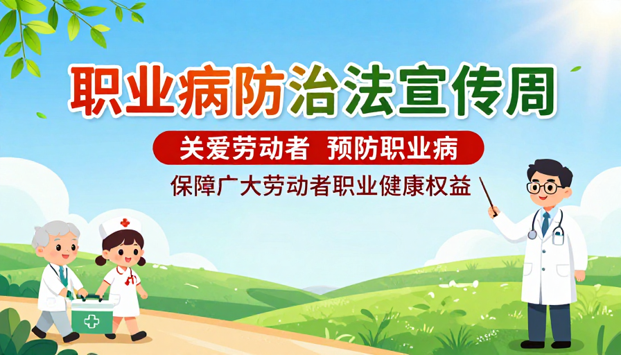 职业病防治法宣传周卡通插画公益海报