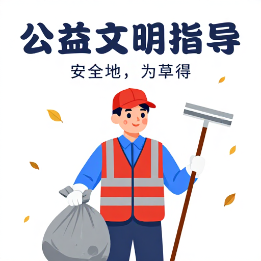 清新扁平插画:环卫守护者公益海报