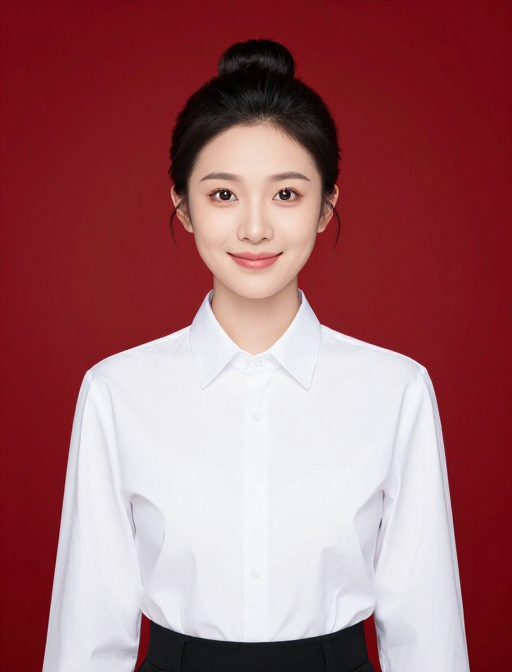 亚洲女性专业形象肖像：红底高清人像摄影