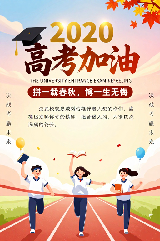2020高考励志海报：温暖秋日冲刺梦想的青春活力