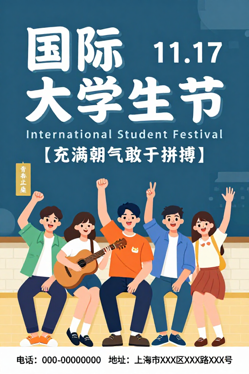 青春闪耀·国际大学生节活力主题海报