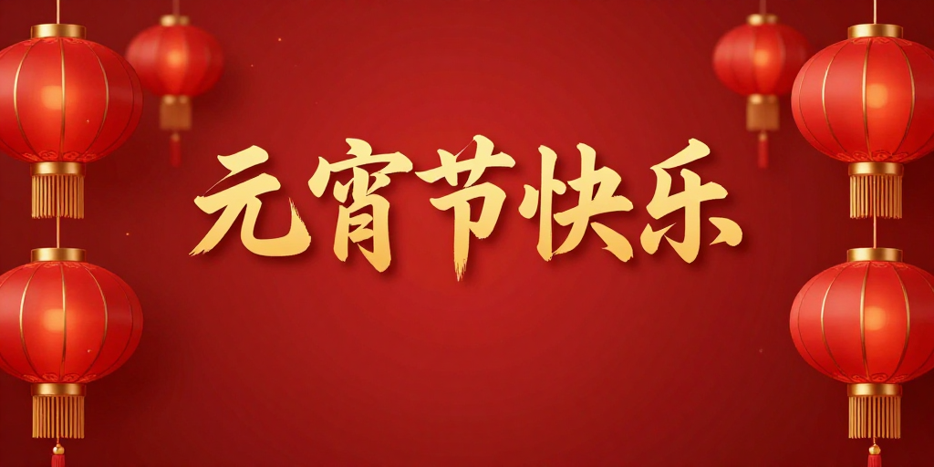 元宵佳节喜庆海报：传统灯笼与金色书法