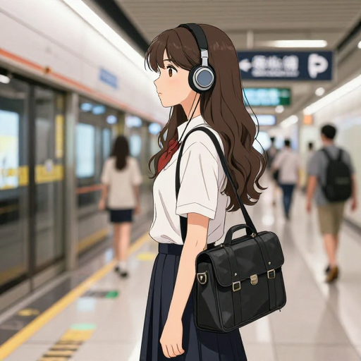 夏日地铁通勤女孩：动漫插画展现甜美元素